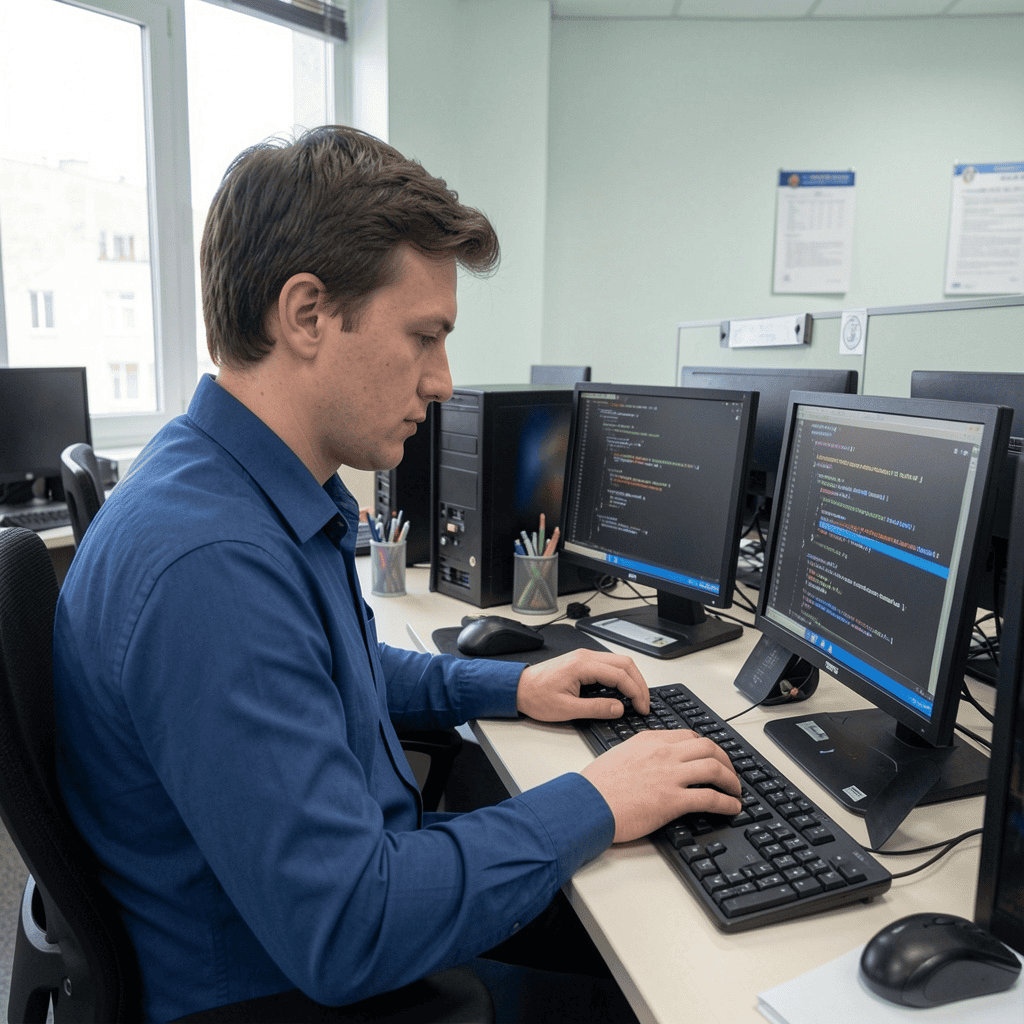 Человек работает
